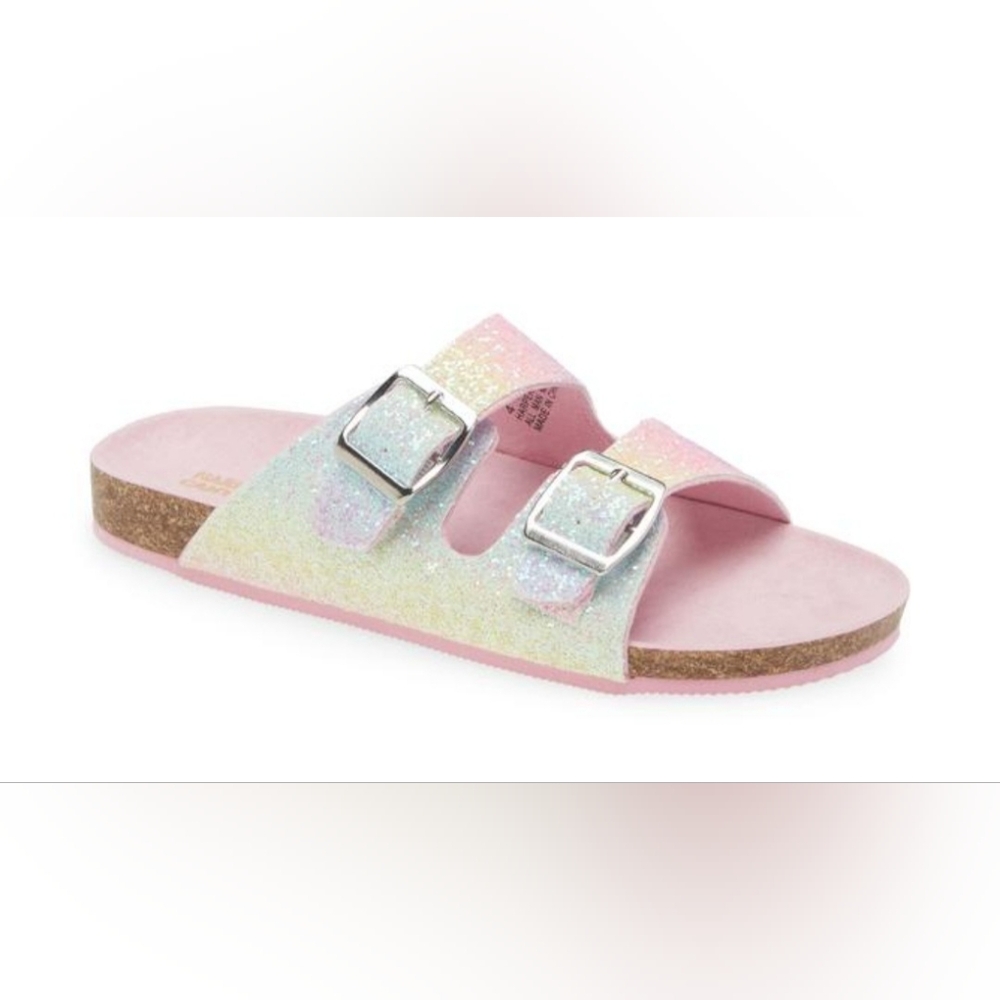 New Harper Canyon Delilah Glittery Pink Kids Slide Sandals Size 13